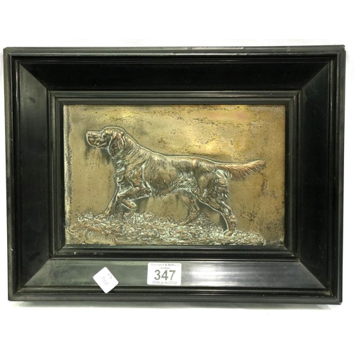 347 - Oskar Pflug (German 1858-1937) silver plated relief copper plaque, pointer, bearing signature and da... 