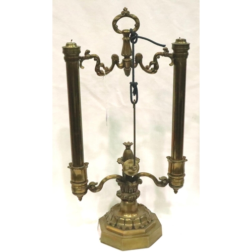 351 - Victorian brass candle stand with sprung sticks, H: 51 cm. Not available for in-house P&P, contact P... 