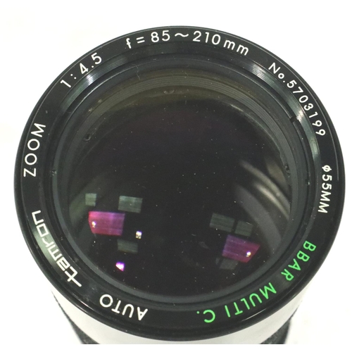 398 - Canon FTB film camera 50mm F1-8 lens and cased tampon F=85-210mm F1-45 lens. P&P Group 2 (£18+VAT fo... 