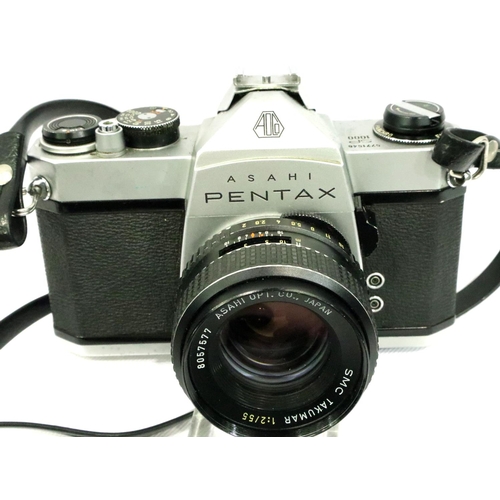 405 - Pentax SP1000 with Takumar F2 55mm lens with accessories in an Antler bag. P&P Group 2 (£18+VAT for ... 