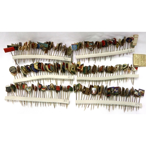 120A - A large collection of East German and Soviet enamelled stick pins (170). P&P Group 1 (£14+VAT for th... 