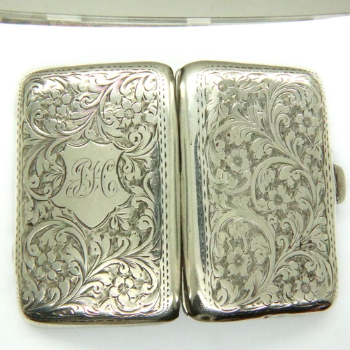 151 - Hallmarked silver cigarette case, Birmingham assay, 12g. P&P Group 1 (£14+VAT for the first lot and ... 