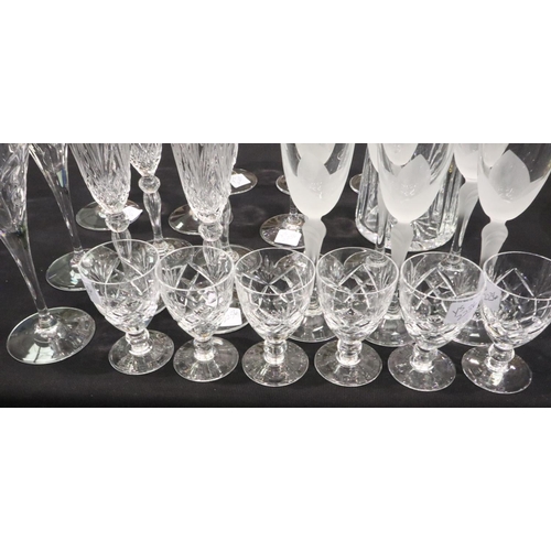 285A - A collection of mixed crystal including six Brierley port glasses, six cocktail coupes with flared r... 