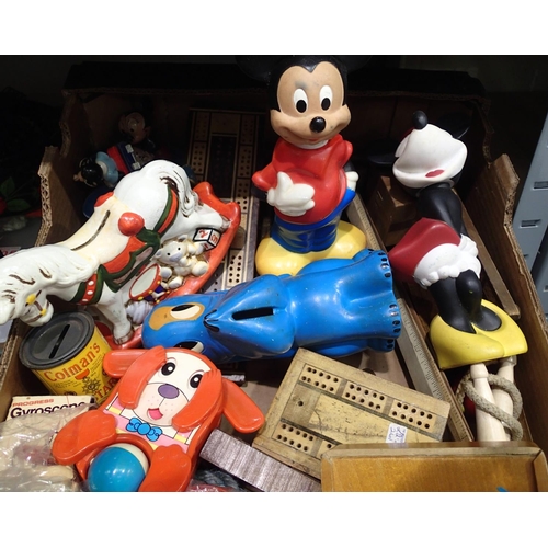 1059 - Box of mixed vintage toys, playing cards etc. Not available for in-house P&P, contact Paul O'Hea at ... 