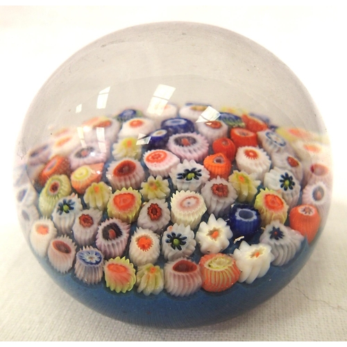 1133 - Small group of costume jewellery brooches and a vintage glass paper weight. P&P Group 1 (£14+VAT for... 