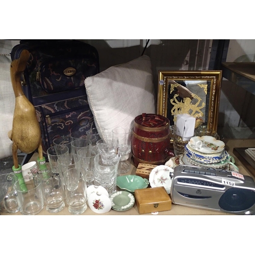 1152 - Mixed household items including whisky tumblers, Wood & Sons & James Kent plates, china vases, orien... 