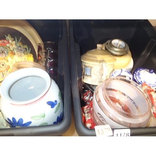 1178 - Two boxes of mixed ceramics and glassware. Not available for in-house P&P, contact Paul O'Hea at Mai... 