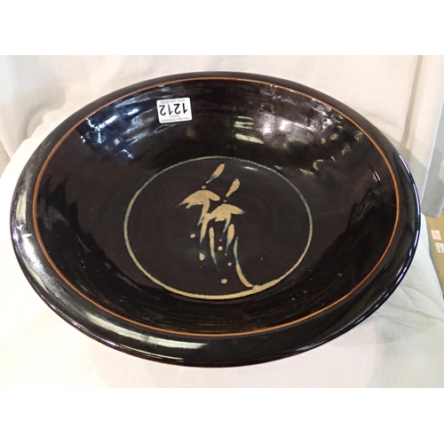 1212 - Large glazed bowl, D: 30 cm. Not available for in-house P&P, contact Paul O'Hea at Mailboxes on 0192... 