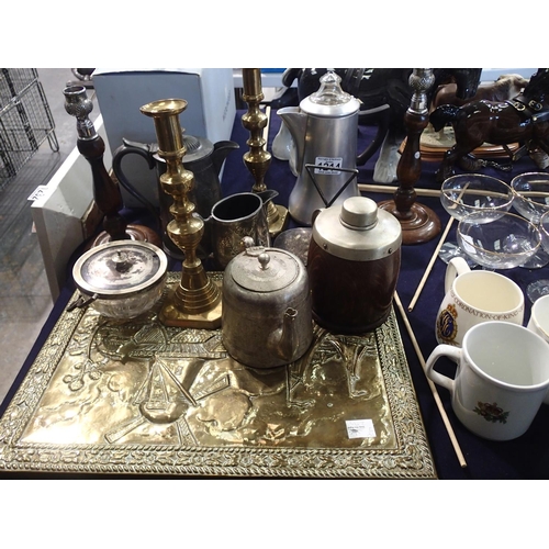 1214 - Collection of mixed metal ware including brass silver plate etc. Not available for in-house P&P, con... 