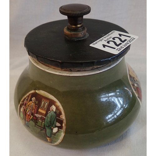 1221 - Vintage ceramic tobacco jar, H: 12 cm. Not available for in-house P&P, contact Paul O'Hea at Mailbox... 