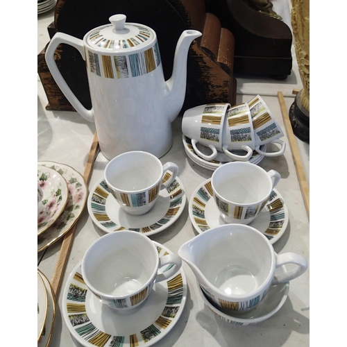 1238 - Glo white retro Meakin coffee set. Not available for in-house P&P, contact Paul O'Hea at Mailboxes o... 