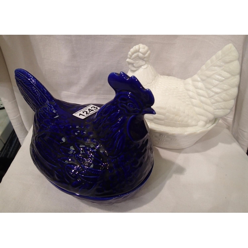 1243 - Two vintage chicken kitchen egg containers. Not available for in-house P&P, contact Paul O'Hea at Ma... 