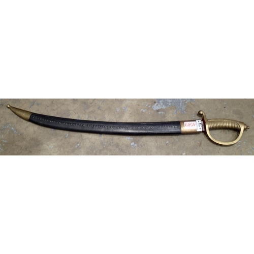 1287 - Anglo Indian sabre with leather scabbard. Not available for in-house P&P, contact Paul O'Hea at Mail... 