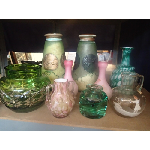 1228 - Collection of mixed coloured glassware. Not available for in-house P&P, contact Paul O'Hea at Mailbo... 