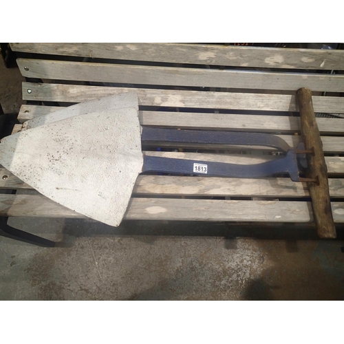 1813 - Pair of metal plough cutting attachments. Not available for in-house P&P, contact Paul O'Hea at Mail... 