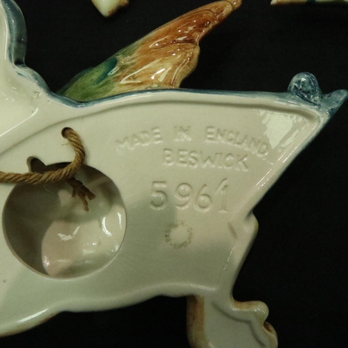 162 - Set of four Beswick flying ducks (5961, 5962, 5963, 5964), some damages. Wing re glued on number thr... 