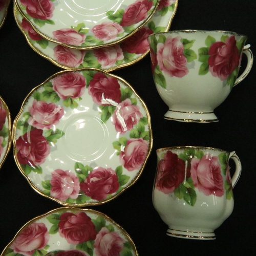 163 - Thirty five pieces of Royal Albert old English rose china including cups, plates, bowls, coffee pot,... 