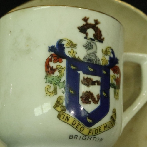 186 - Twenty mixed Crested Ware cups and saucers. Not available for in-house P&P, contact Paul O'Hea at Ma... 