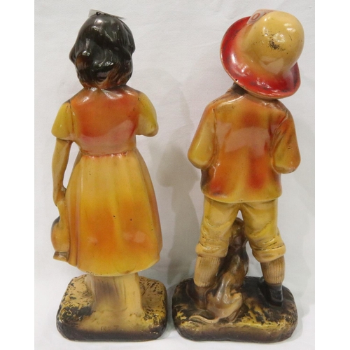 224 - Vintage 1930s cast pair of children, H: 35 cm. P&P Group 3 (£25+VAT for the first lot and £5+VAT for... 