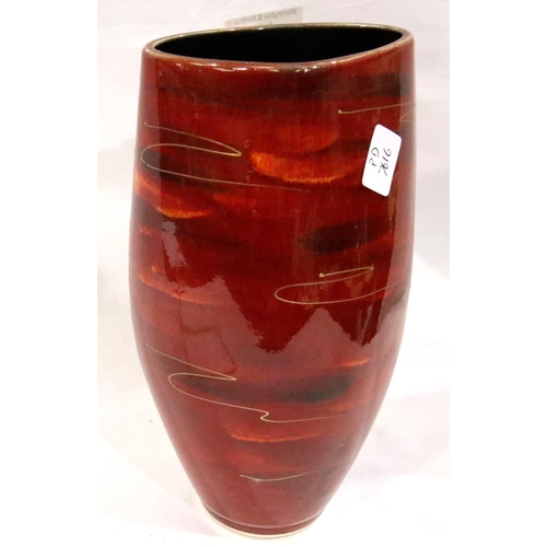 239 - Anita Harris Kingfisher vase, signed in gold, H: 30 cm. P&P Group 2 (£18+VAT for the first lot and £... 