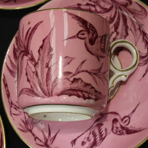 269 - Un-named pink with flying bird decoration tea set (20). P&P Group 3 (£25+VAT for the first lot and £... 