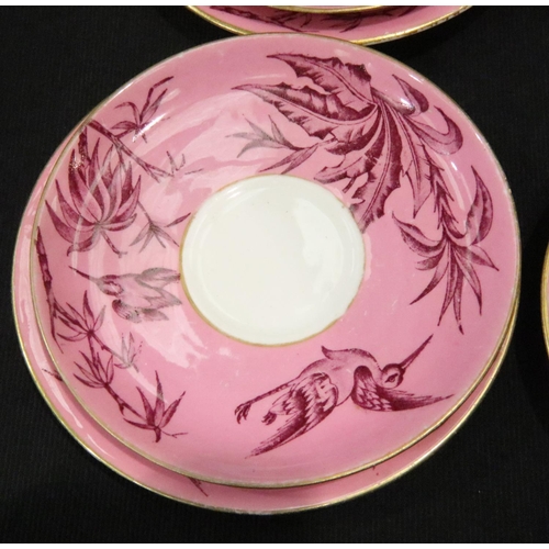 269 - Un-named pink with flying bird decoration tea set (20). P&P Group 3 (£25+VAT for the first lot and £... 