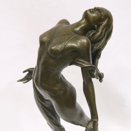 345 - Bronze Lady Dancer on marble base, signed Milo, H: 34 cm. P&P Group 3 (£25+VAT for the first lot and... 