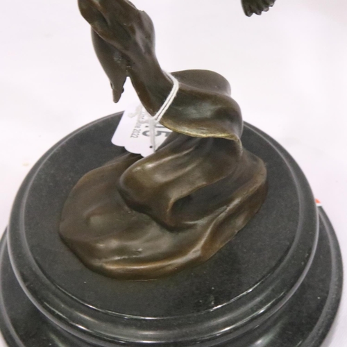 345 - Bronze Lady Dancer on marble base, signed Milo, H: 34 cm. P&P Group 3 (£25+VAT for the first lot and... 