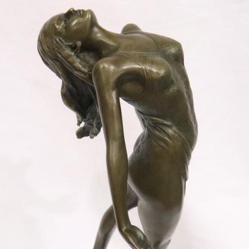 345 - Bronze Lady Dancer on marble base, signed Milo, H: 34 cm. P&P Group 3 (£25+VAT for the first lot and... 