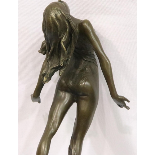 345 - Bronze Lady Dancer on marble base, signed Milo, H: 34 cm. P&P Group 3 (£25+VAT for the first lot and... 