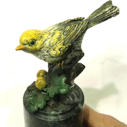 364 - Signed cold painted, bronze bird, H: 23 cm. P&P Group 3 (£25+VAT for the first lot and £5+VAT for su... 