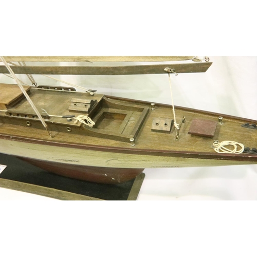 369 - Large scratch built pond yacht on stand, H: 90 cm. Not available for in-house P&P, contact Paul O'He... 