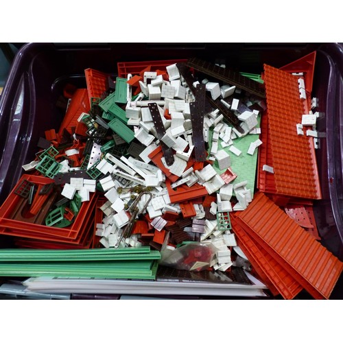 2126 - Large quantity of Bayko pieces , bricks, roof, bases, windows, doors, books etc. Contains three stor... 