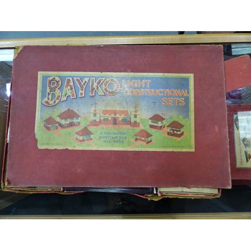 2127 - Ten Bayko set boxes containing quantity of parts, books etc. Contents of sets unchecked, boxes mostl... 