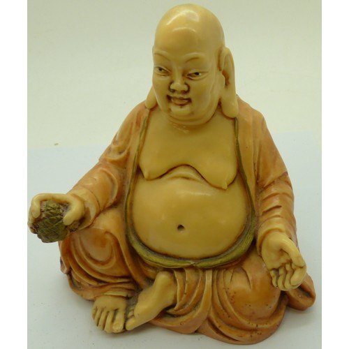 297 - Resin Buddah and Japanese gong, Excellent condition, no crazing and no chips, cracks or visible rest... 