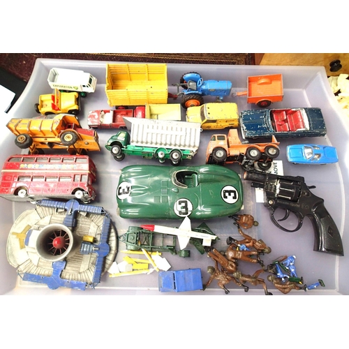 2045 - Selection of play worn Dinky, Corgi, Budgie matchbox, vehicles etc. Plus built plastic kits, Detecti... 