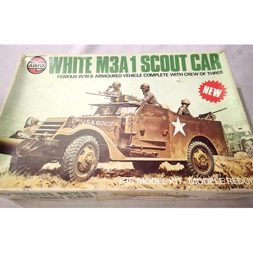 2067 - Airfix 1/35 scale kit, white scout car with crew. Appears complete, unchecked, box has wear. P&P Gro... 