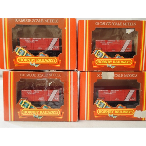 2107 - Rake of four Hornby R094: Pilkington Glass St Helens, open wagons, red, excellent condition, boxes w... 