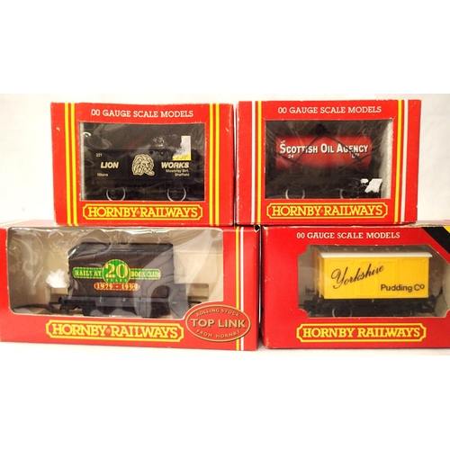 2110 - Four Hornby wagons including Railway Book Club 20 Years Anniversary conflat and container, mostly ex... 