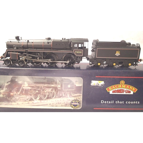 2150 - Bachmann 32-503 class 5MT, 73030 Black Early Crest, excellent condition, box with wear. P&P Group 1 ... 