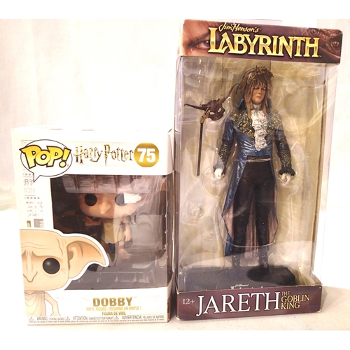 2168 - McFarlane Toys Jim Hensons Labyrinth Jareth, The Goblin King H: 20 cm, and Harry Potter 75 Dobby 8 c... 