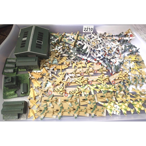 2210 - Approximately 100 Wargaming metal aircraft, plus Airfield buildings, finished to an excellent standa... 