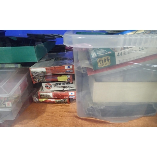 2216 - Very large quantity of Wargaming figures, vehicles, air craft, ships etc. Mostly unpainted or part p... 