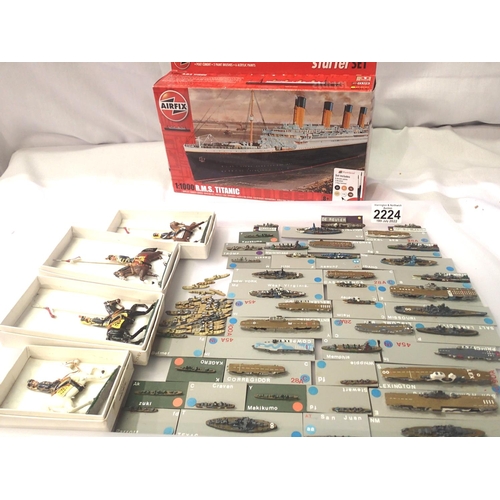 2224 - Sixty assorted Wargaming metal ships, various types, finished to an excellent standard, plus four Vi... 