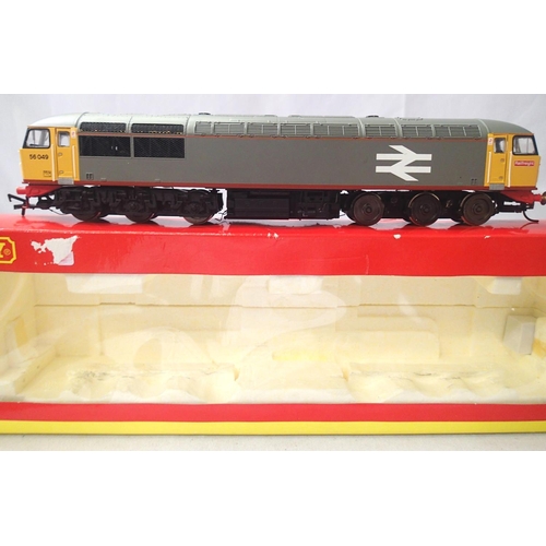 2273 - Hornby class 56, Rail freight grey 56049. In fair to good condition, bogie side frame missing, box i... 