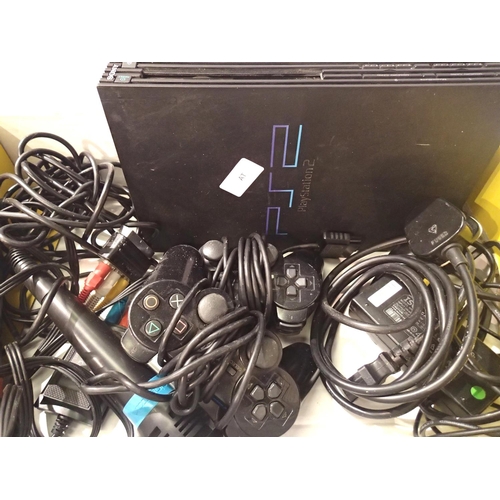 2359 - Sony PlayStation 2 games console with two controllers, two Sing star microphones and power supply. P... 