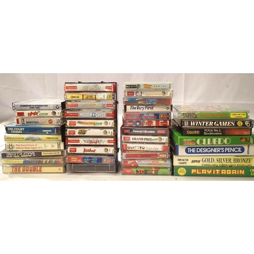 2367 - A collection of commodore 64 game cartridges, thirty eight in total, mostly sporting and racing. P&P... 