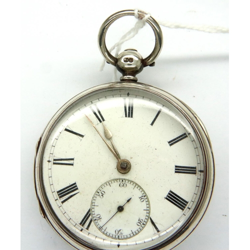 126 - Antique hallmarked silver cased key wind open face pocket watch with Roman numerals and secondary se... 