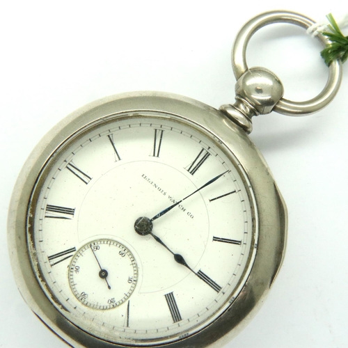 128 - Antique key wind open face Dueber coin case Springfield Illinois pocket watch with key, D: 53 mm. P&... 