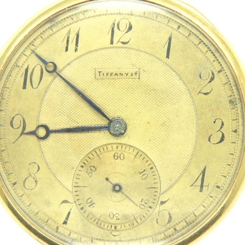 130 - Unmarked gold  pocket watch, case marked 80650 named Tiffany to face.  P&P Group 1 (£14+VAT for the ... 